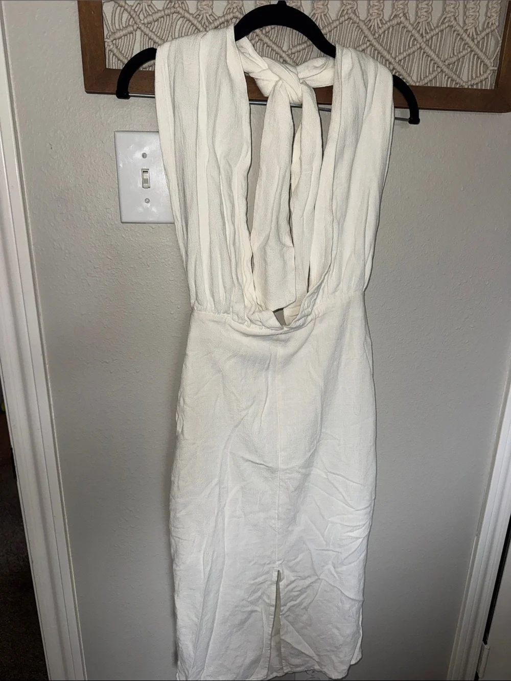 Sleeveless Ivory Tie-Back Midi Dress